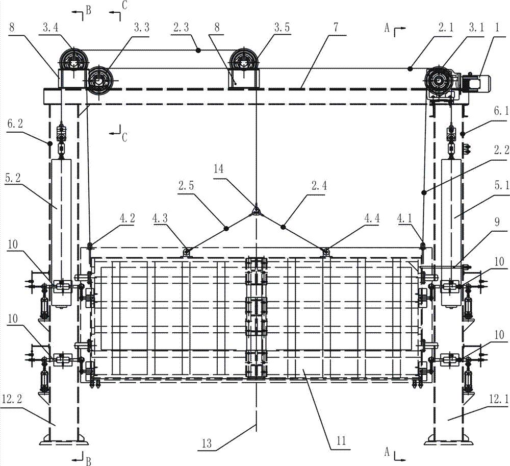 Furnace door lifting device with counterweights