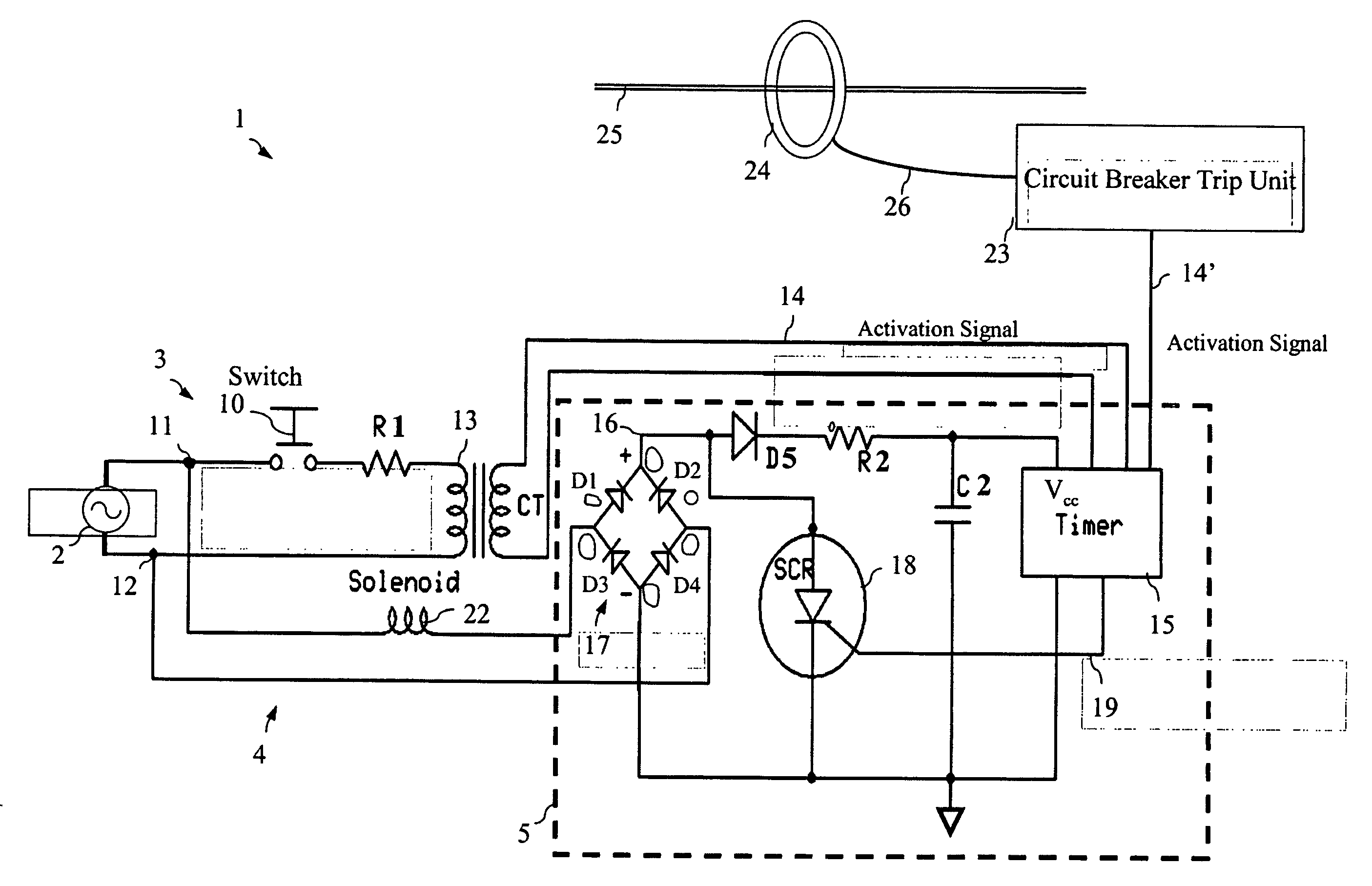 Apparatus and method for controlling a circuit breaker trip device