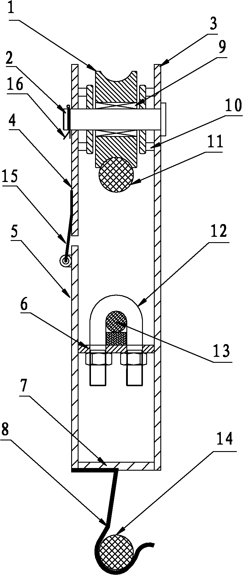 Temporary supporting piece for installation of ropeway of cabling machine