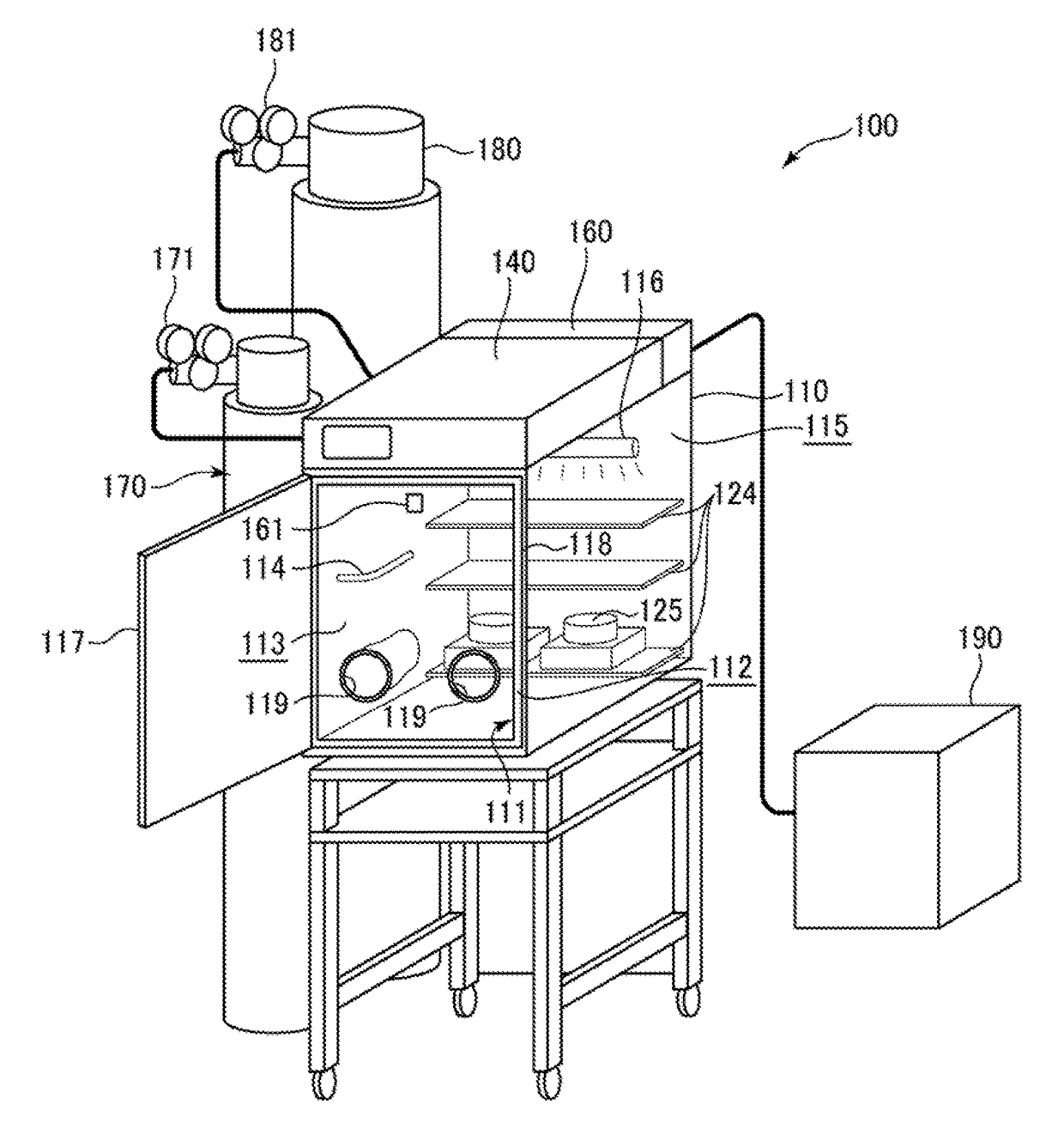 Incubator and incubator system with clean bench function