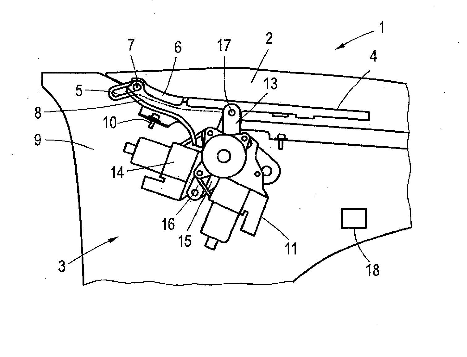 Adjusting device for a front lid