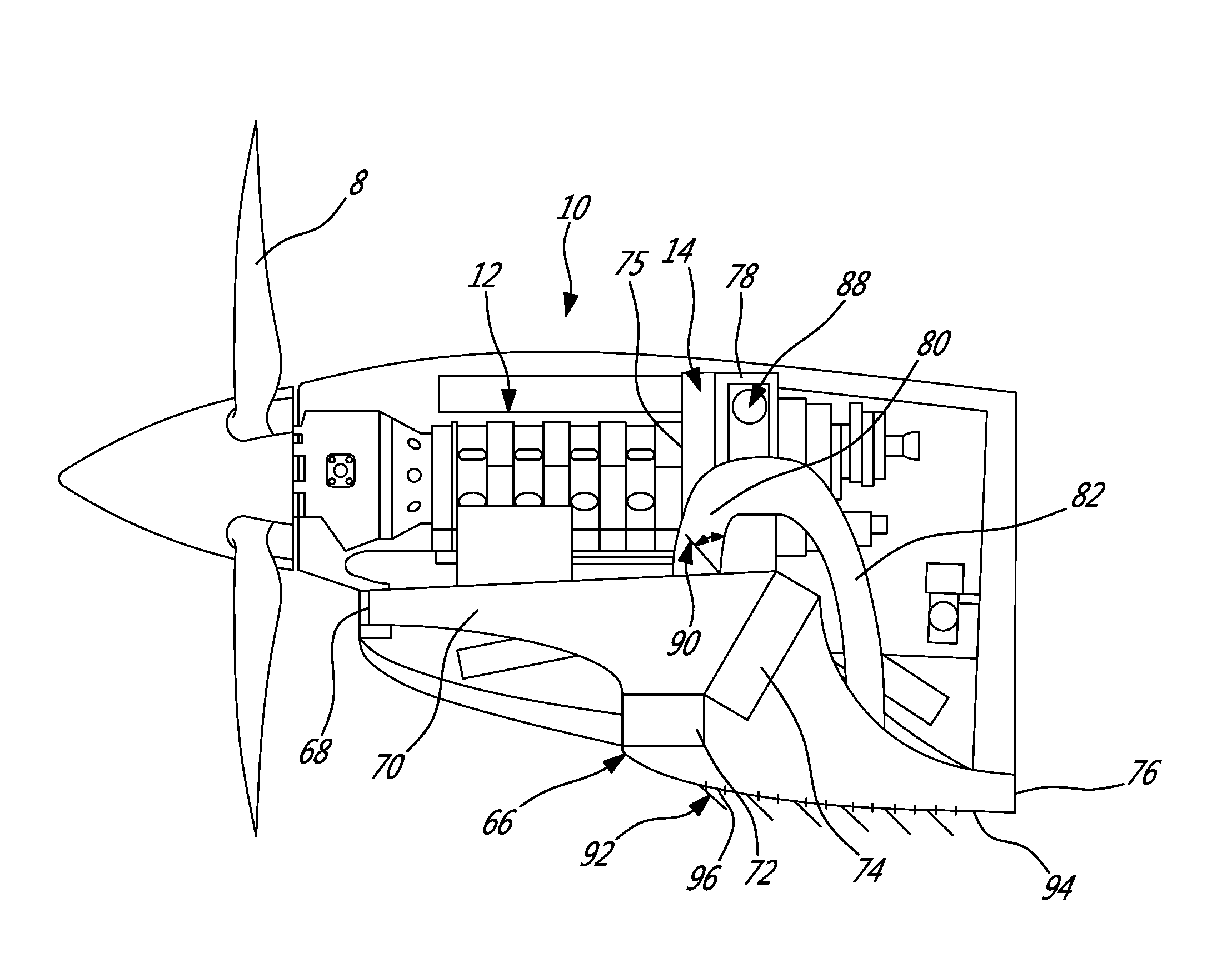 Compound engine assembly with coaxial compressor and offset turbine section