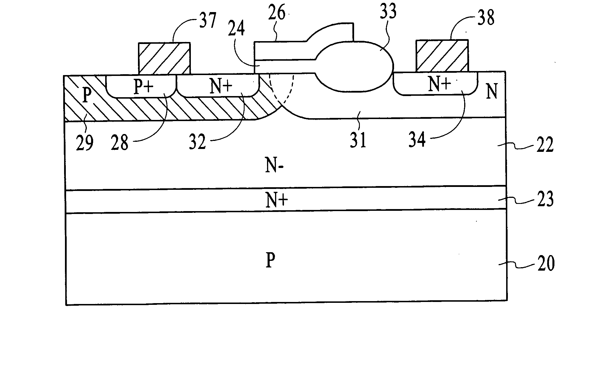 Lateral double-diffused metal oxide semiconductor (LDMOS) device with an enhanced drift region that has an improved Ron area product