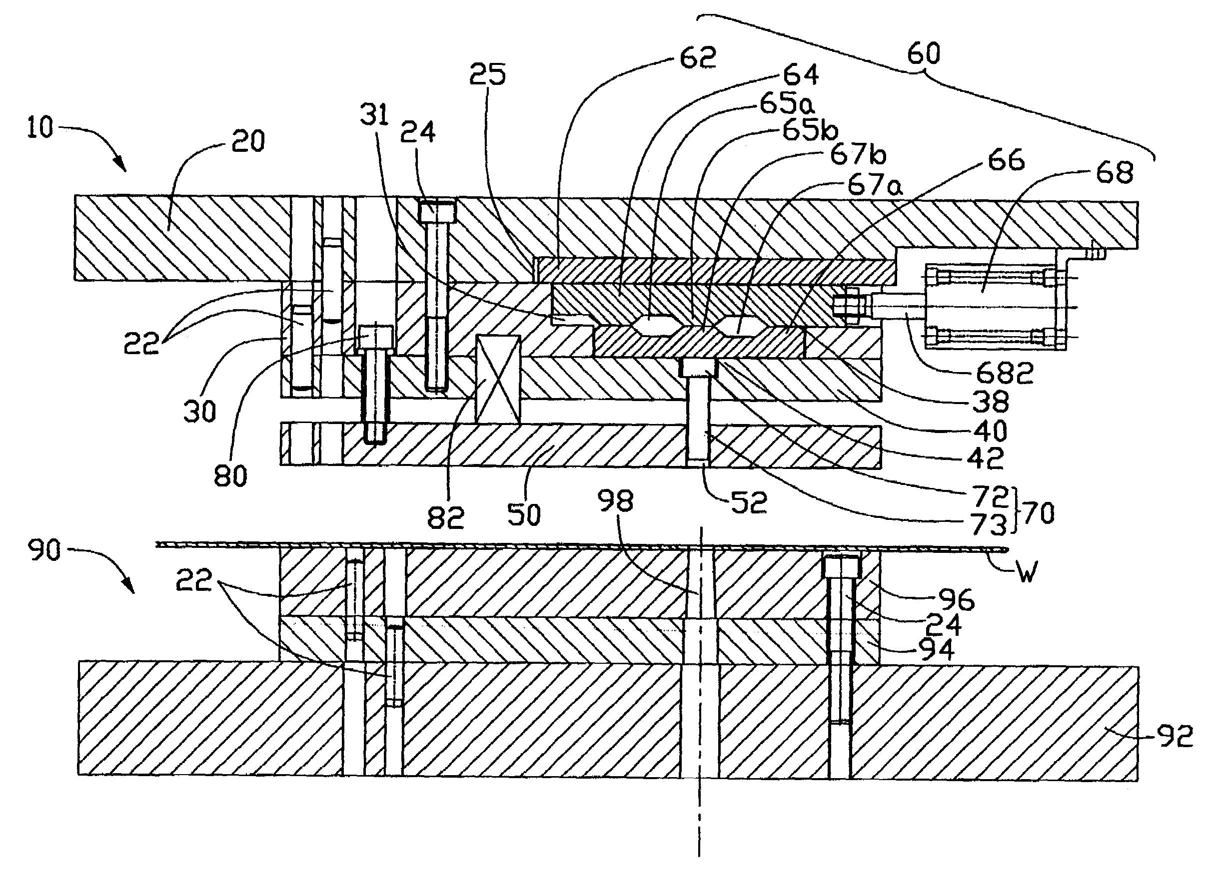 Sequential punch press with complementary sliding plates