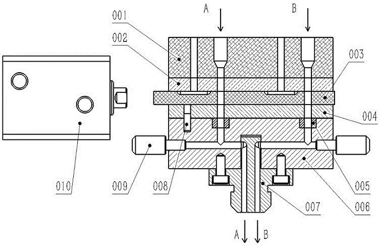 Sliding vane switch valve for AB glue volume metering type dispensing