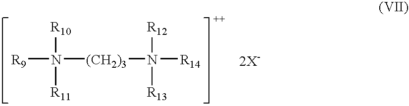 Composition containing a cation, a cationic polymer, a solid compound and a starch, and cosmetic treatment process