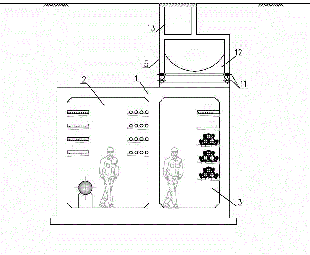 Externally-hung type underground comprehensive pipe rack