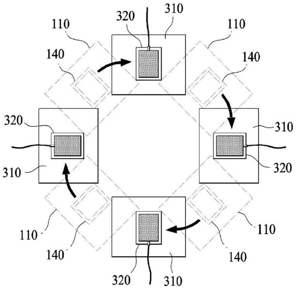 Wireless rotary testing apparatus comprising power transmission unit