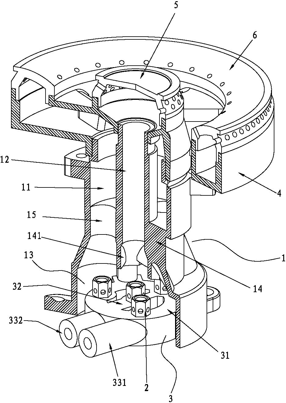 Burner of direct-injection type cooker combustor