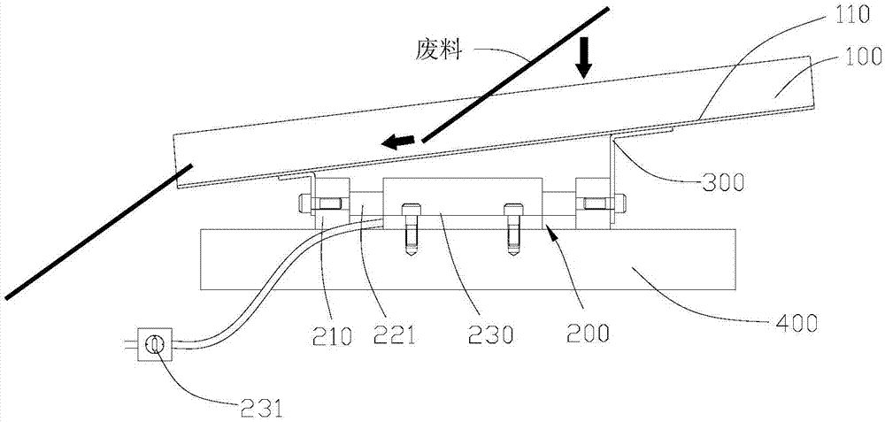 Waste material discharging device and stamping die system