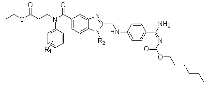 Pradaxa analogue with fluorine-containing group modified benzene ring as center and synthesis method thereof