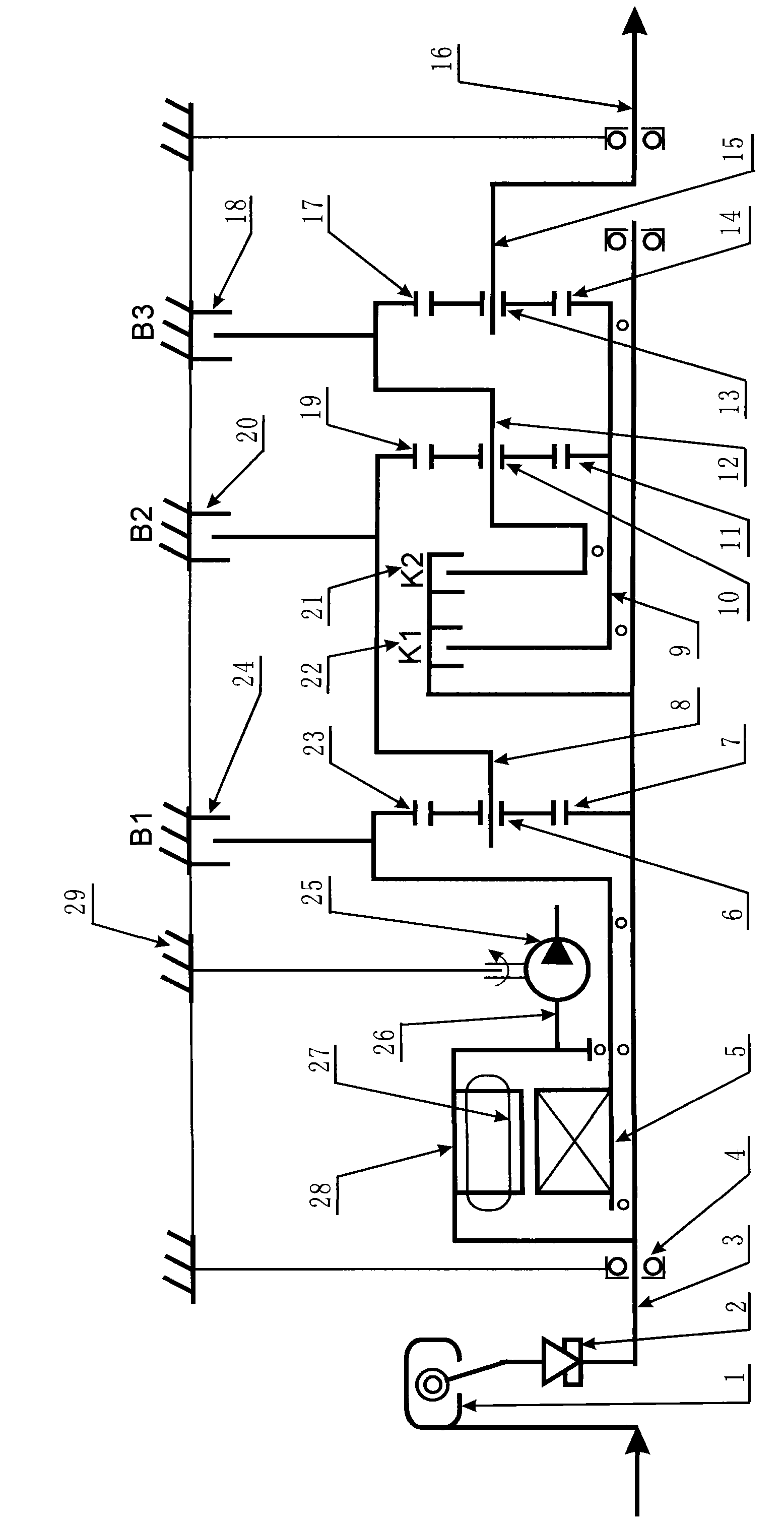 Electromechanical hybrid power mobile automatic transmission drive system