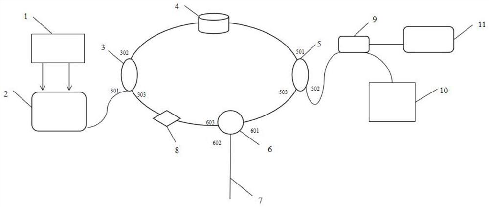 Large-range high-precision fiber bragg grating sensing method and device based on optical cavity ring-down