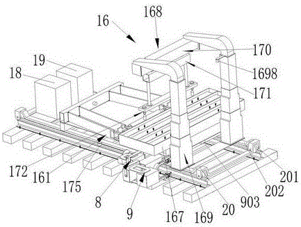 Sleeper changing machine with telescopic cantilever beam device