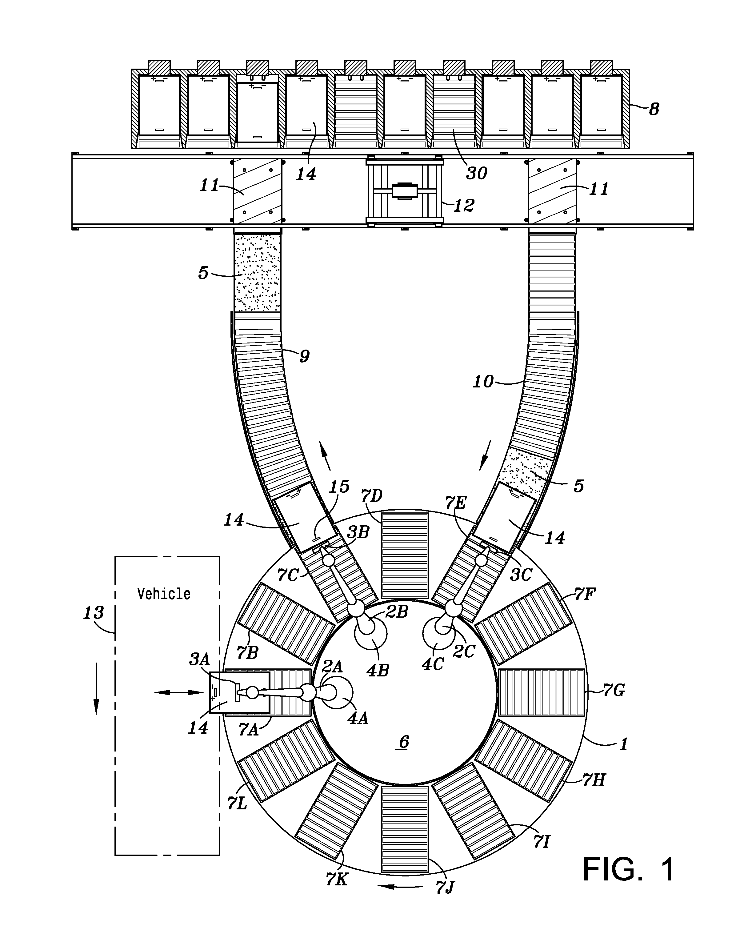 Electric vehicle carousel battery exchange/charging system