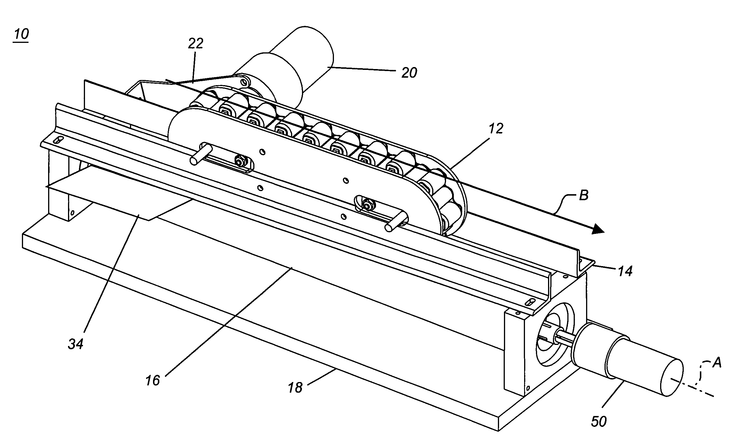 Roller chain for applying pressure