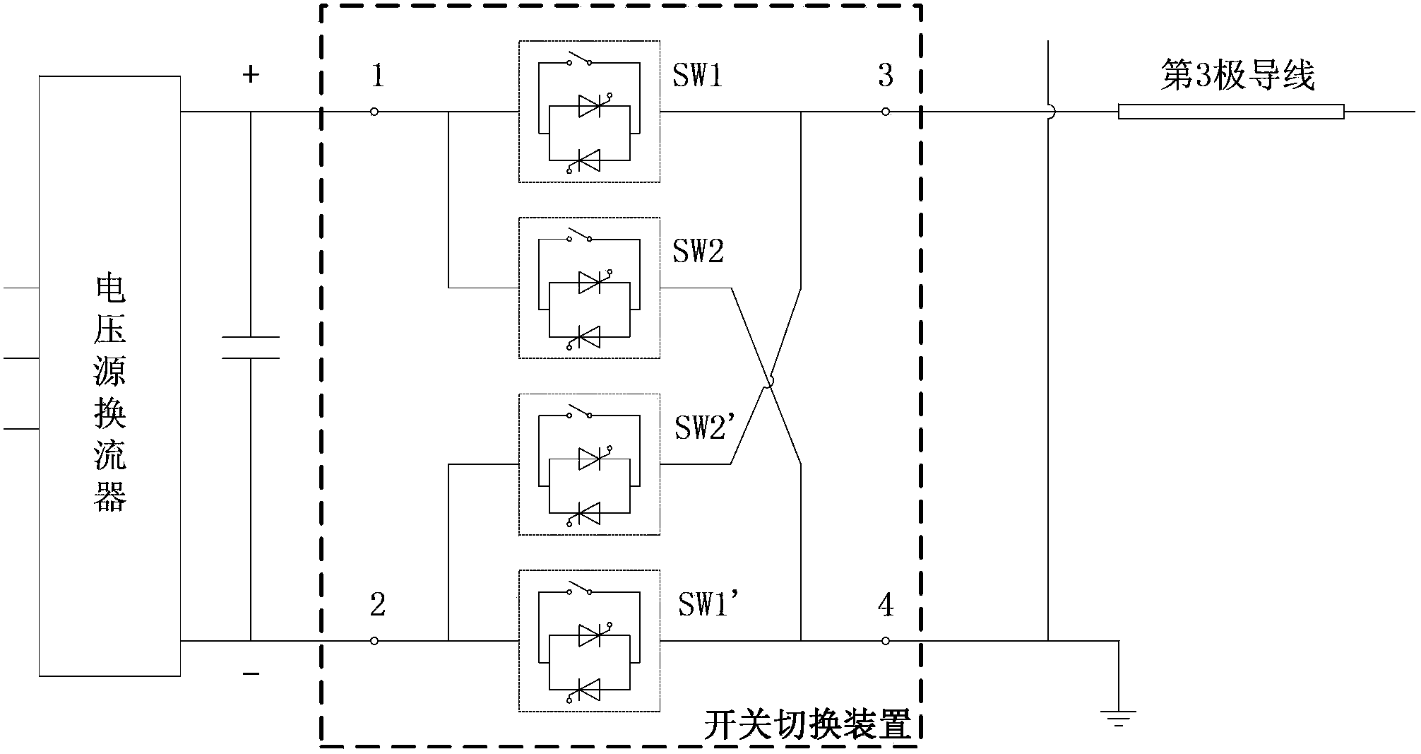 Power transmission system for improving transmission capability of alternating-current circuit through using voltage source current converting technology