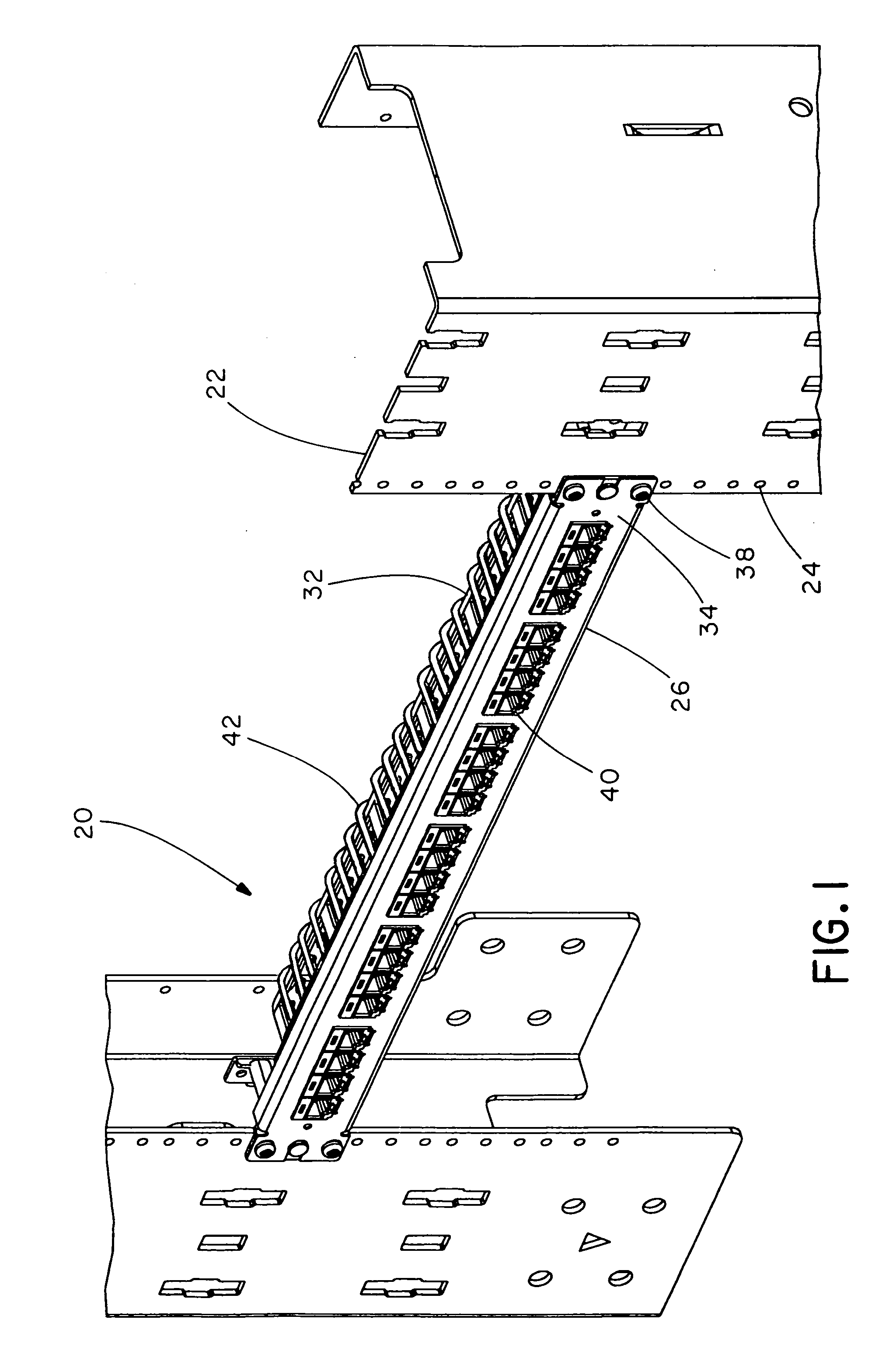 Patch panel and strain relief bar assembly