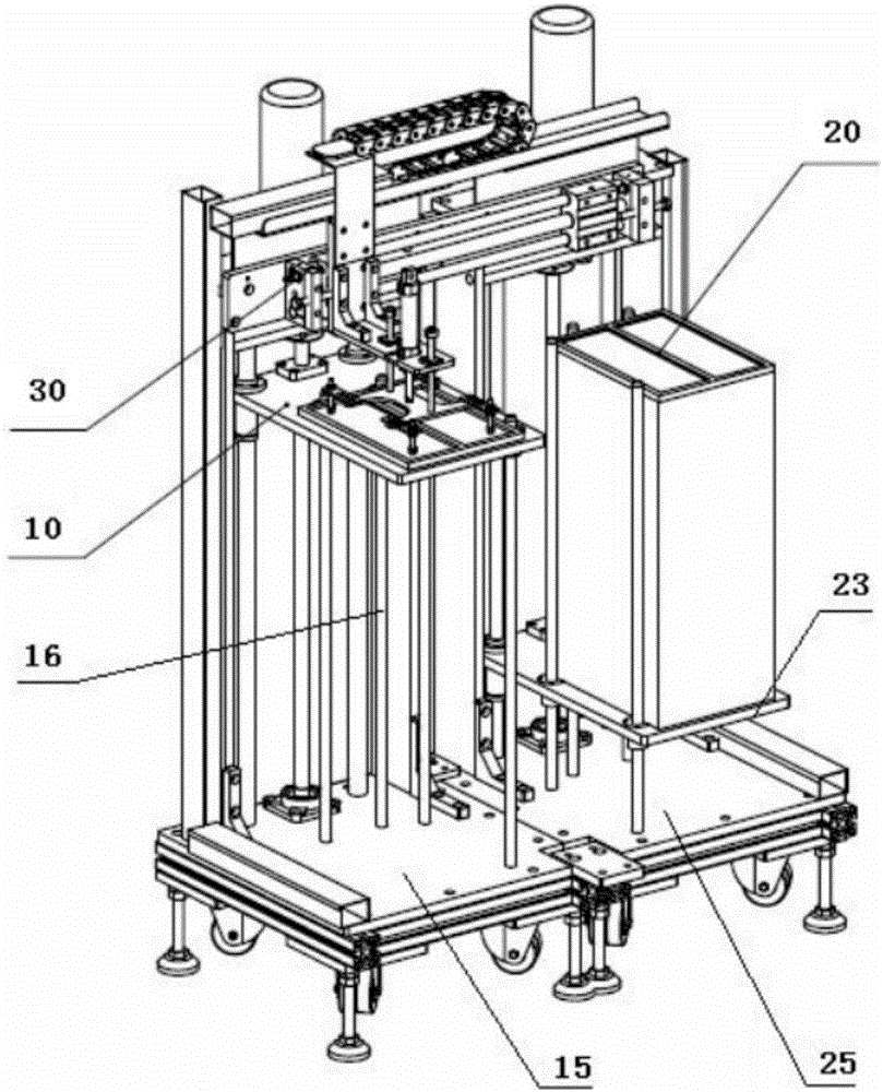 Lifting type charging tray feeding and discharging equipment