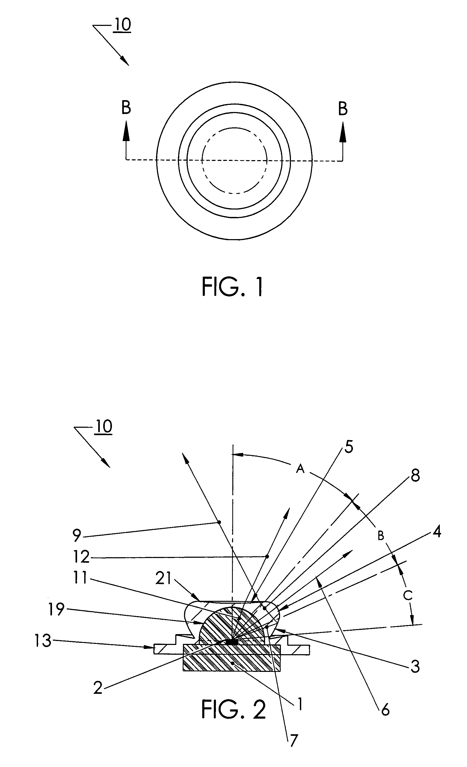 LED device for wide beam generation