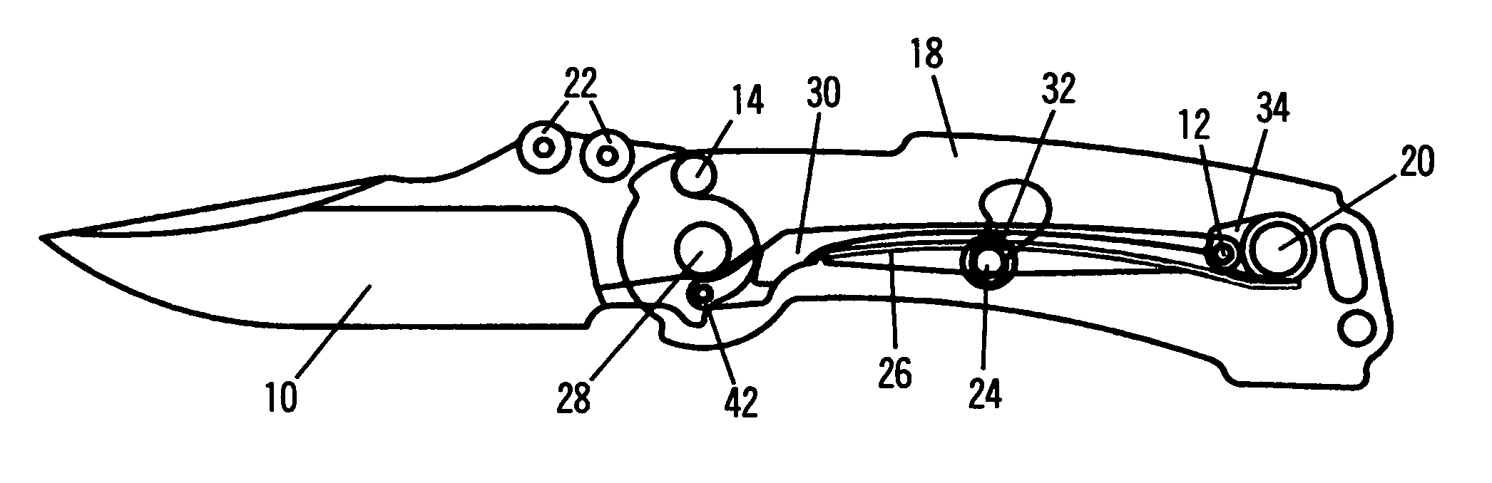 Spring powered toggle joint lock for a folding knife