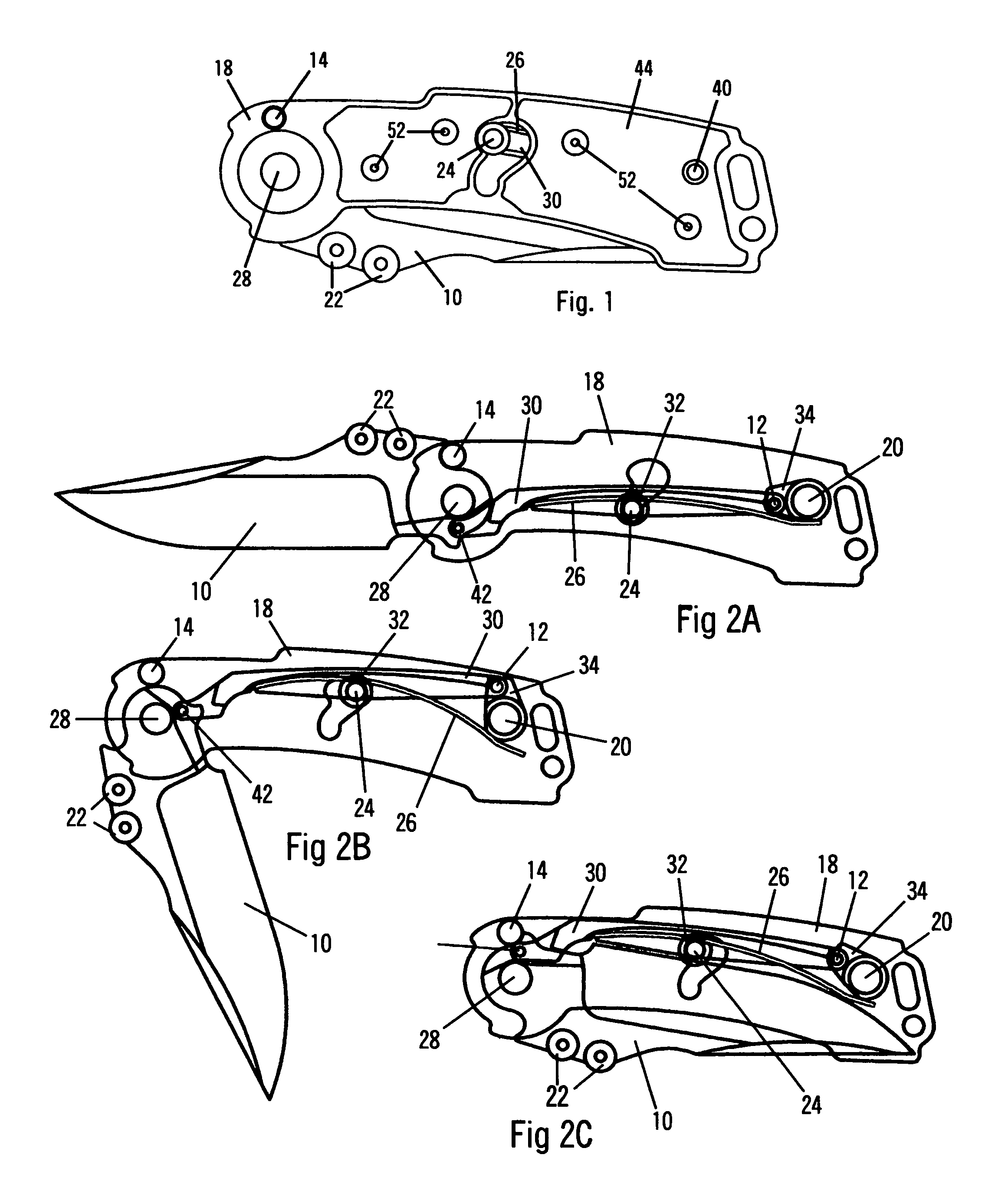 Spring powered toggle joint lock for a folding knife