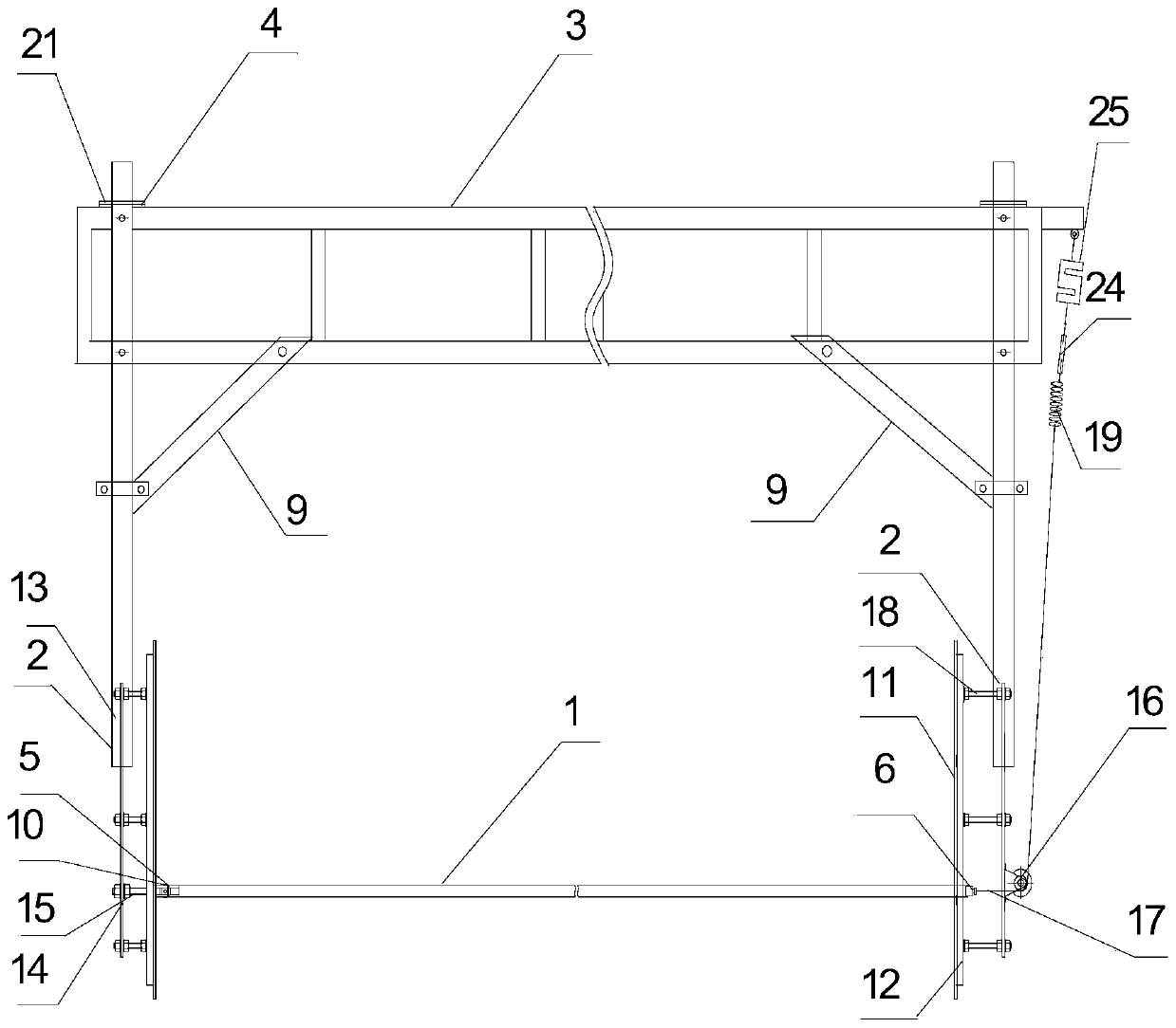 Vortex-parametric coupled vibration test device for marine riser with uniform inclination angle