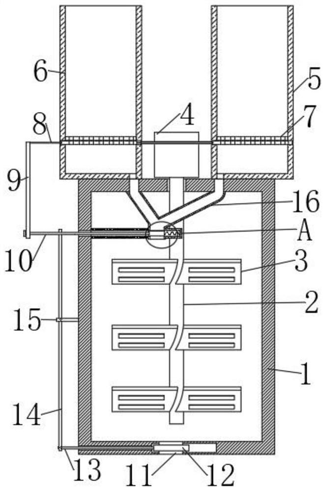 Stirring device used for processing of PE blown film raw material particles