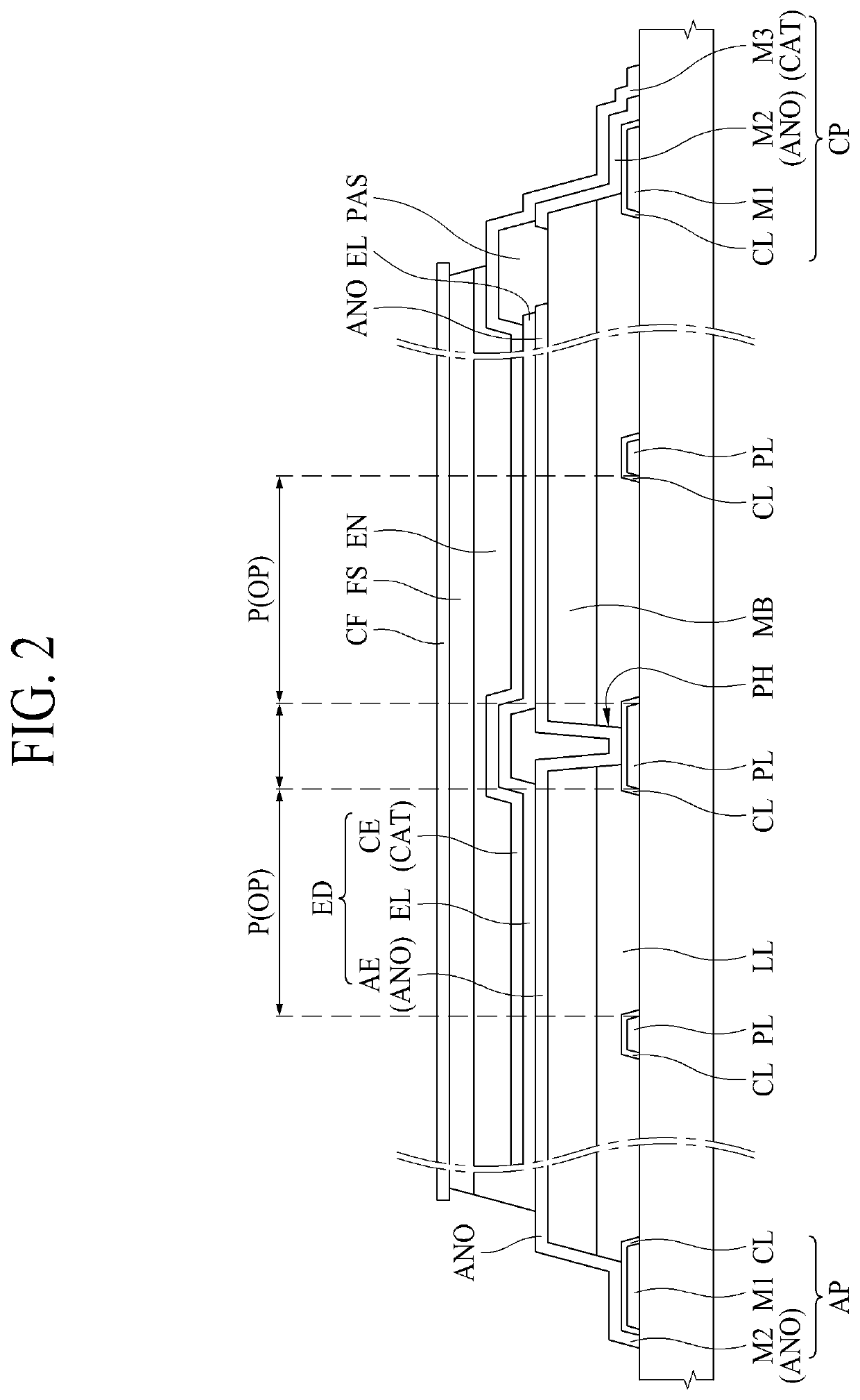 Electroluminescent lighting device having high aperture ratio