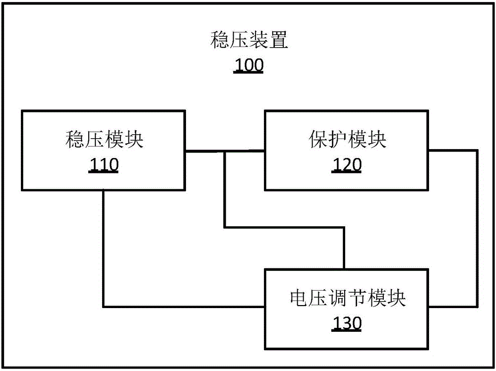 Voltage stabilizing device, protection method and communication bus power source device