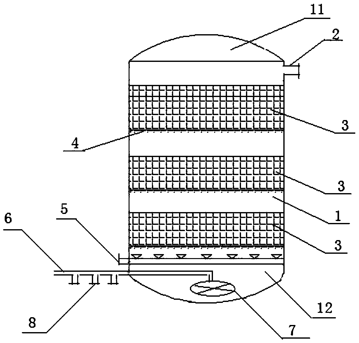 A process for treating sewage in a piece-type precious metal iron-carbon filled sewage reactor