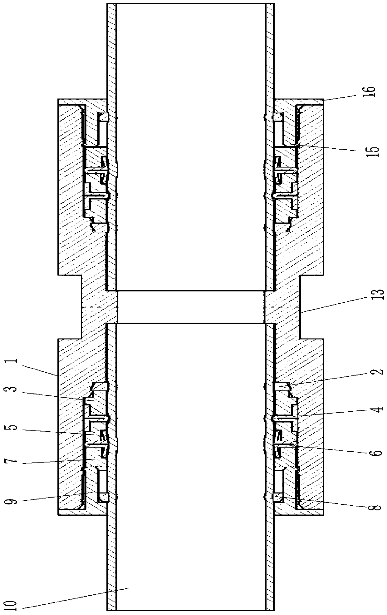 Reverse triangular double-ring pipe clamping piece connecting structure