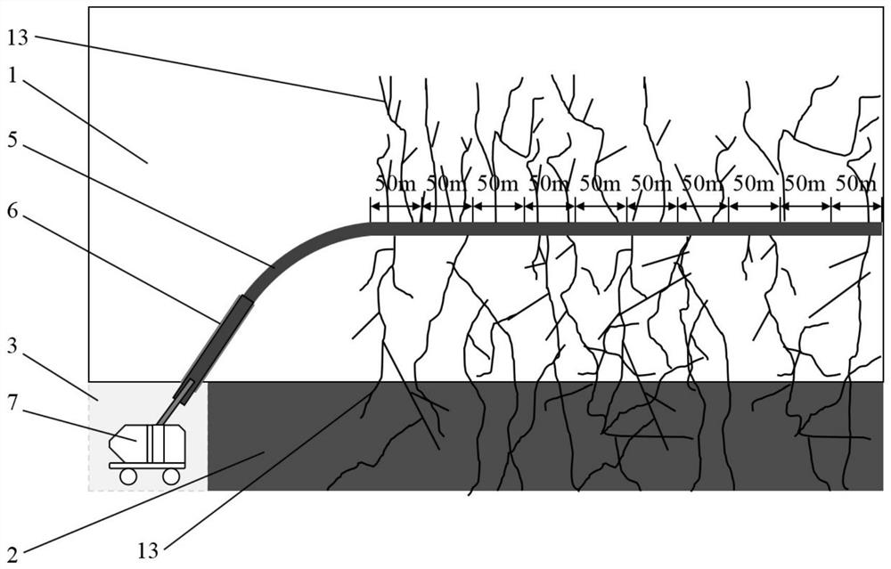 Soft coal seam roof directional drilling hydraulic fracturing anti-reflection device and application method