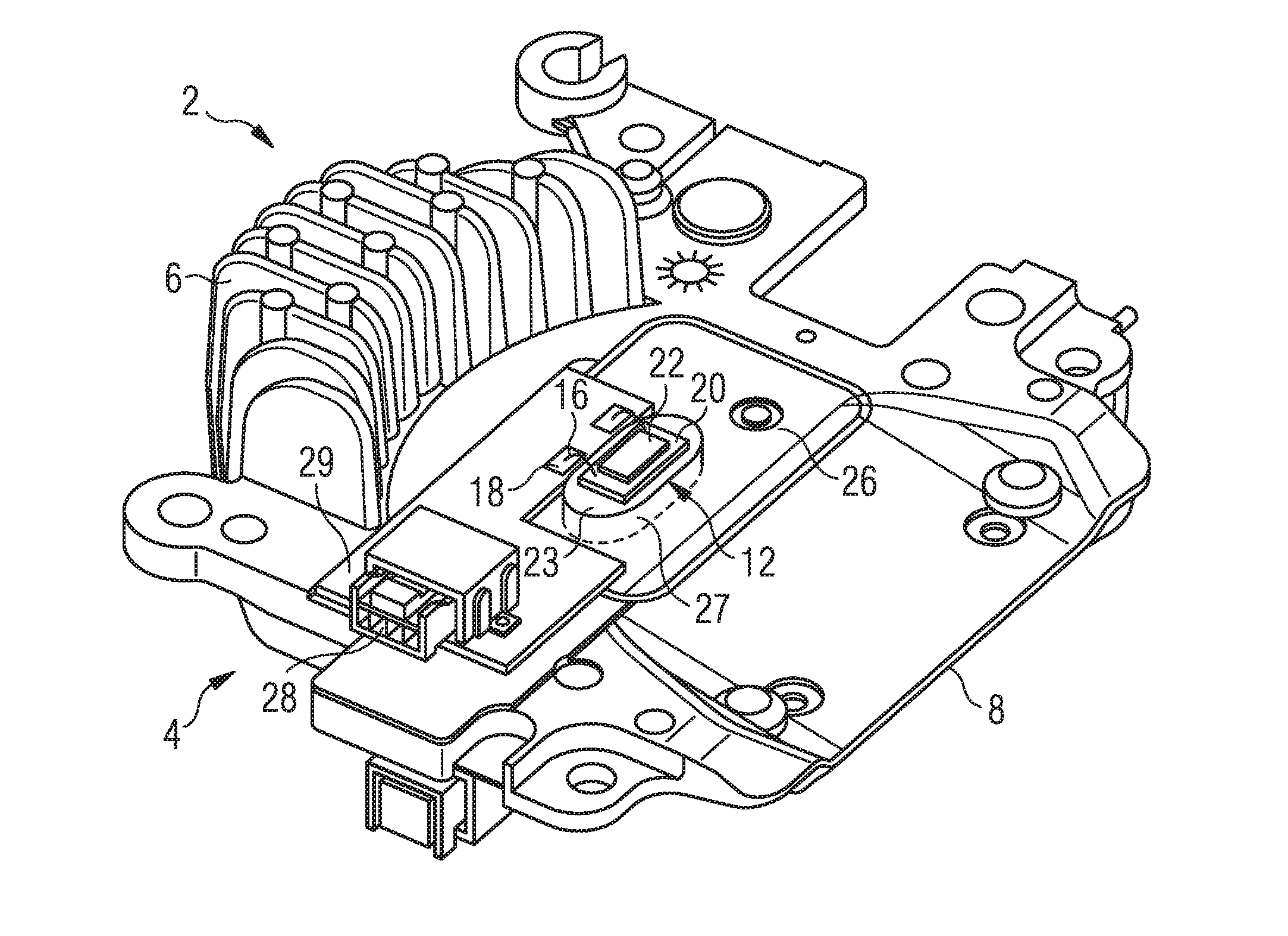 LED support with reception surface and electrical connection by wire-bonding