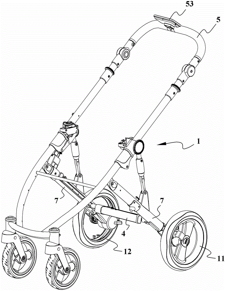 Stroller frame with function of automatically locking and releasing rear wheels by body sensing