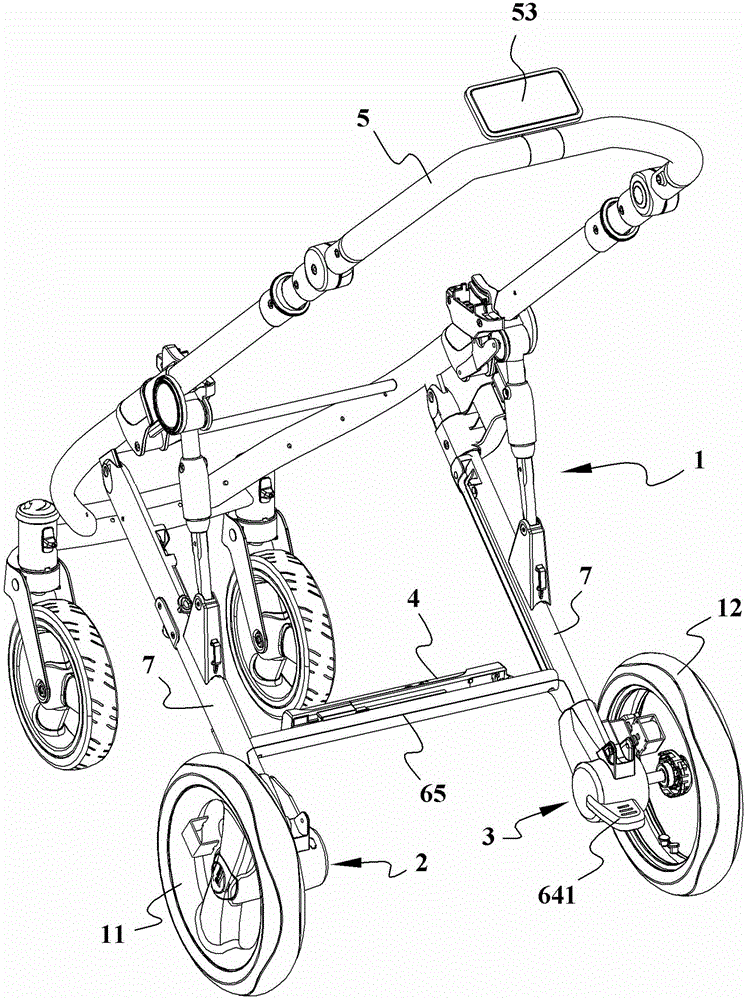 Stroller frame with function of automatically locking and releasing rear wheels by body sensing