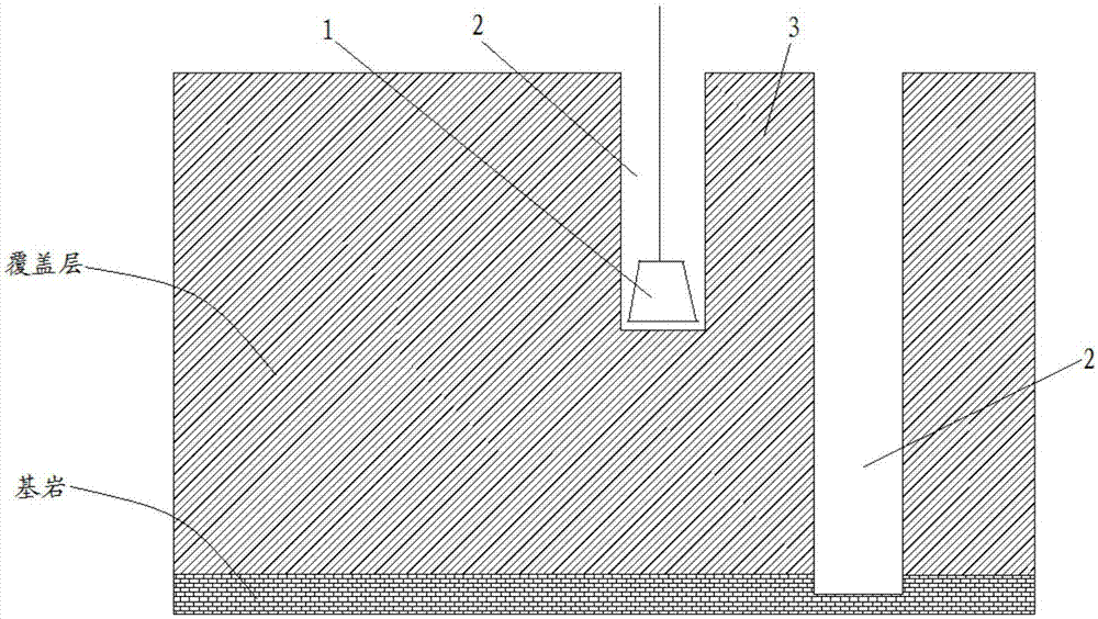 Slotted hole backfill grabbing method