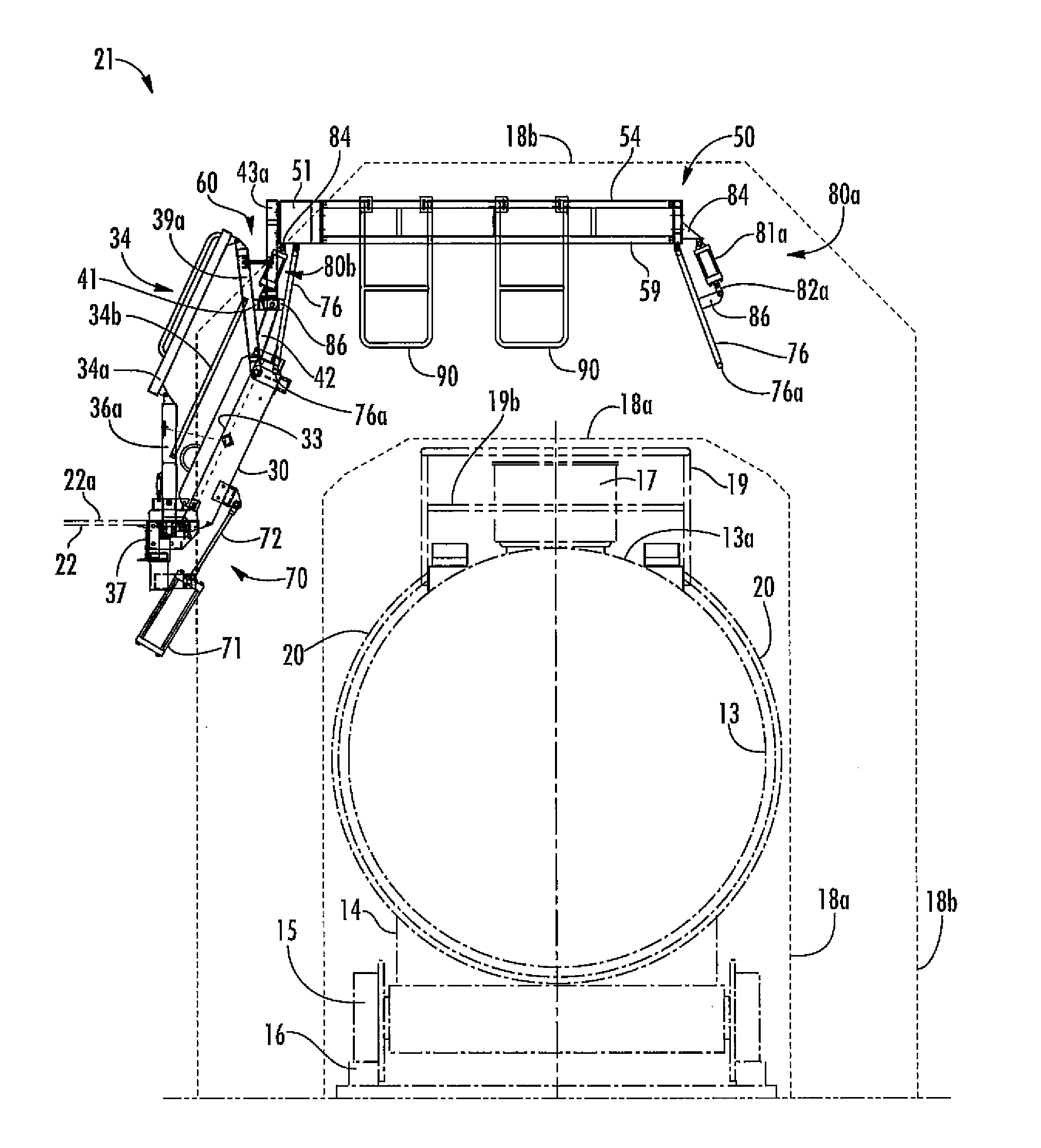 Fall protection cage with adjustable outboard upright