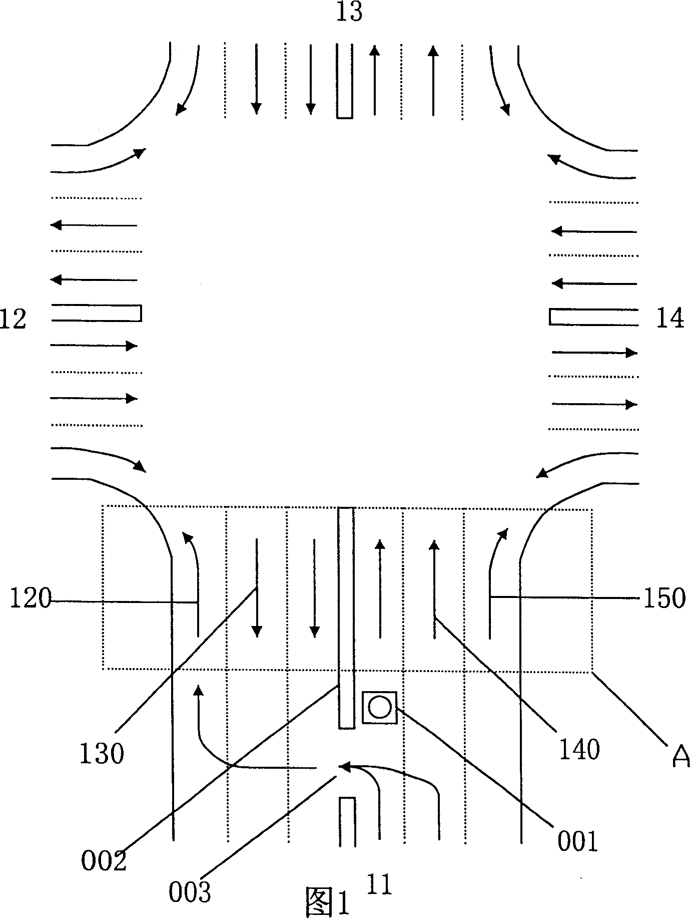 Road equipment, signal lamp control and passing method for full circulation method crossroad