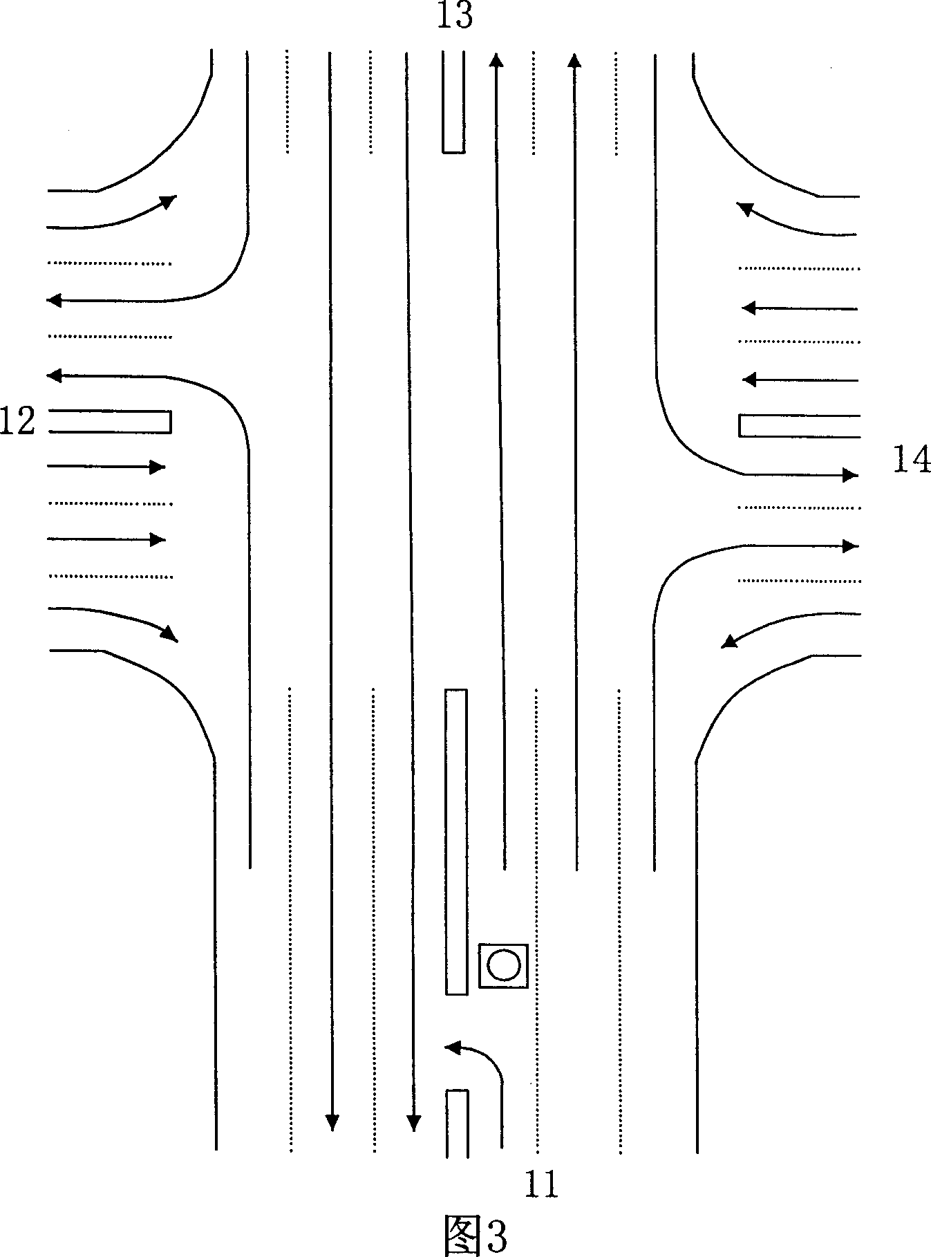 Road equipment, signal lamp control and passing method for full circulation method crossroad