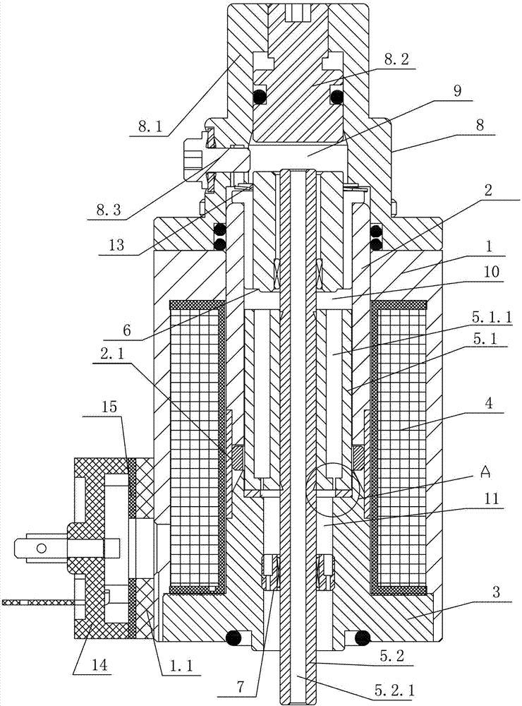 Proportional electromagnet for controlling position of valve core of hydraulic valve