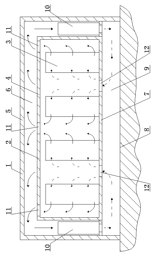 Data center with hot air channel and cold air channel arranged separately