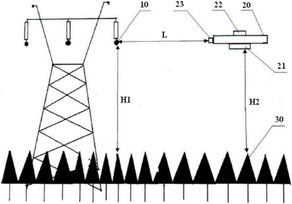 Tree obstacle measurement system and method used for overhead transmission line