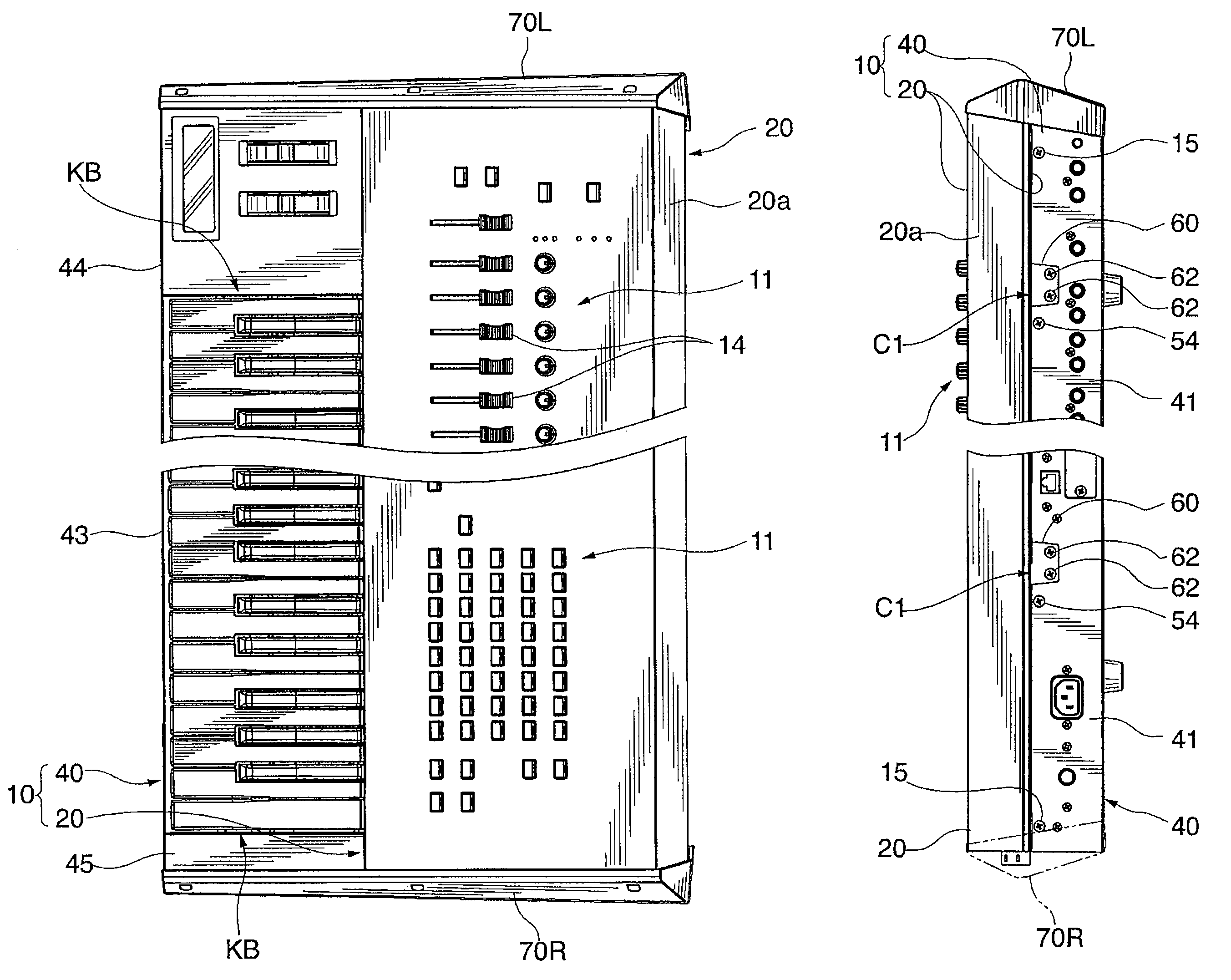 Housing structure of electronic keyboard musical instrument