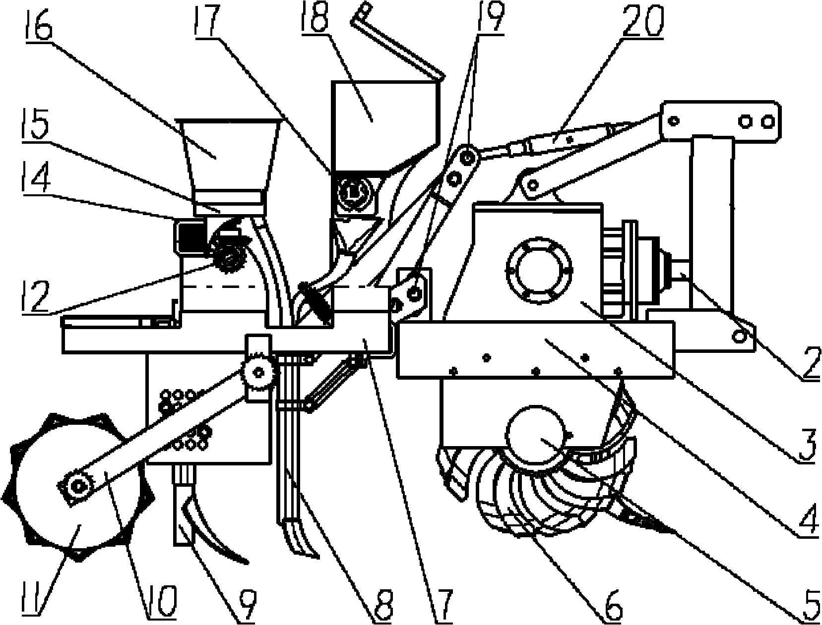 Tilling seeding and fertilizing multifunctional compound operation seeding machine