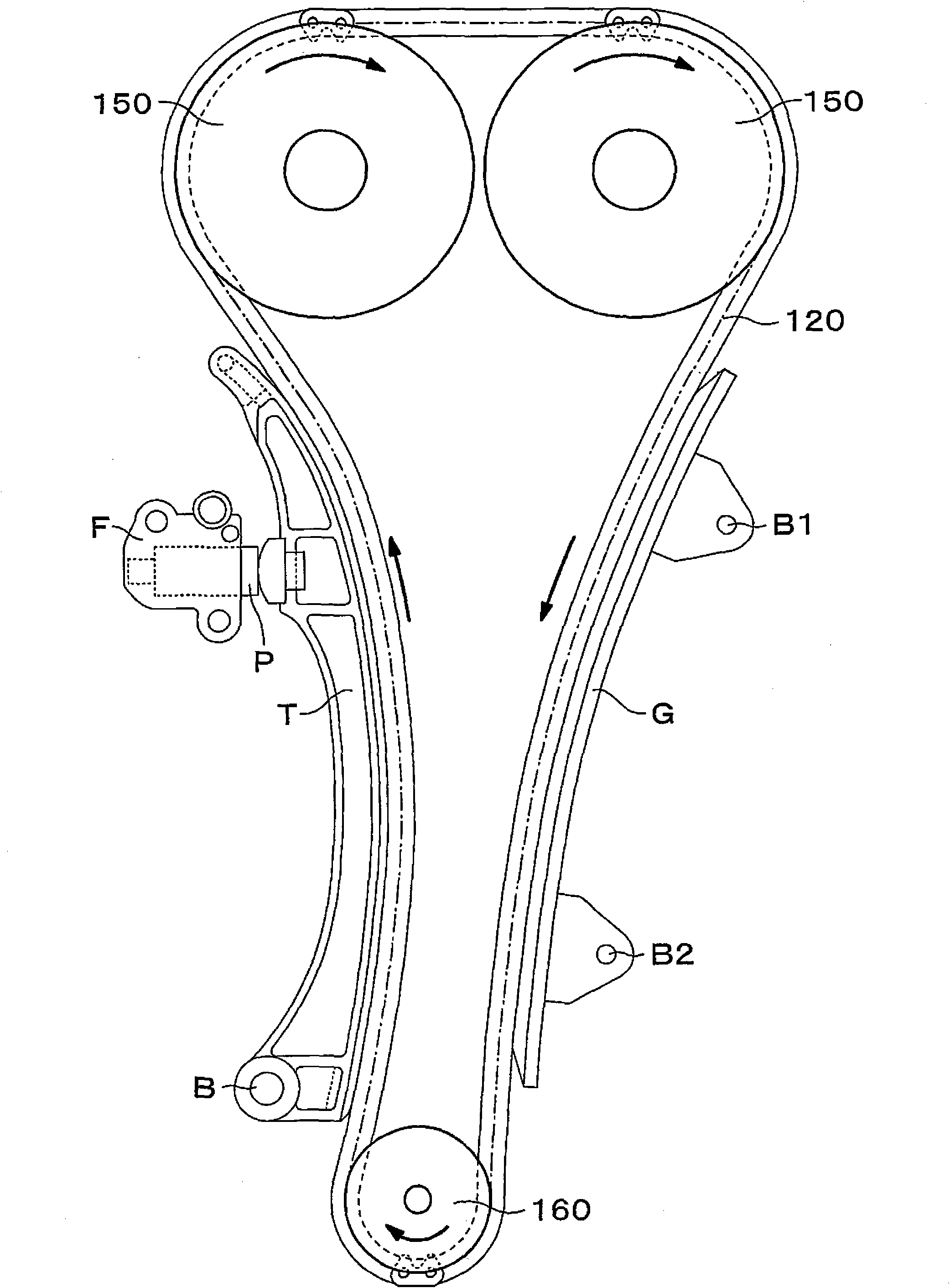 Silent chain transmission device