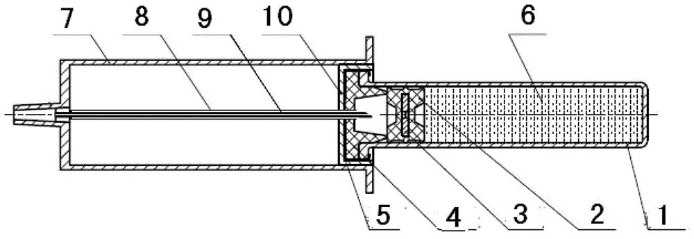 Combined assembly of bottle for medicine and injection device