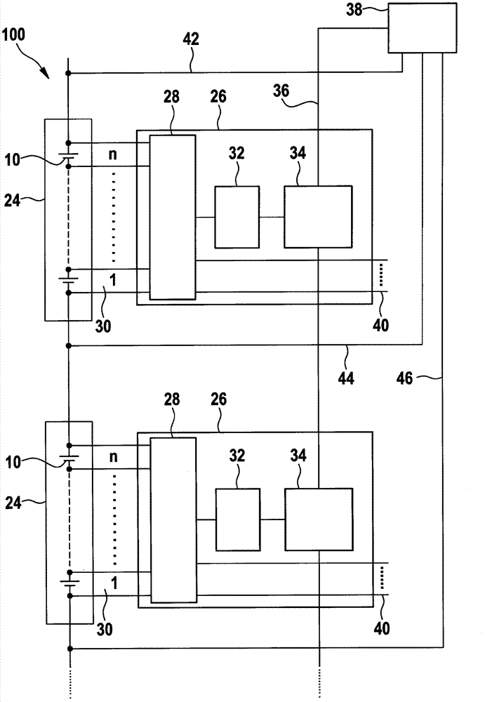 Battery system and method for determining battery module voltages