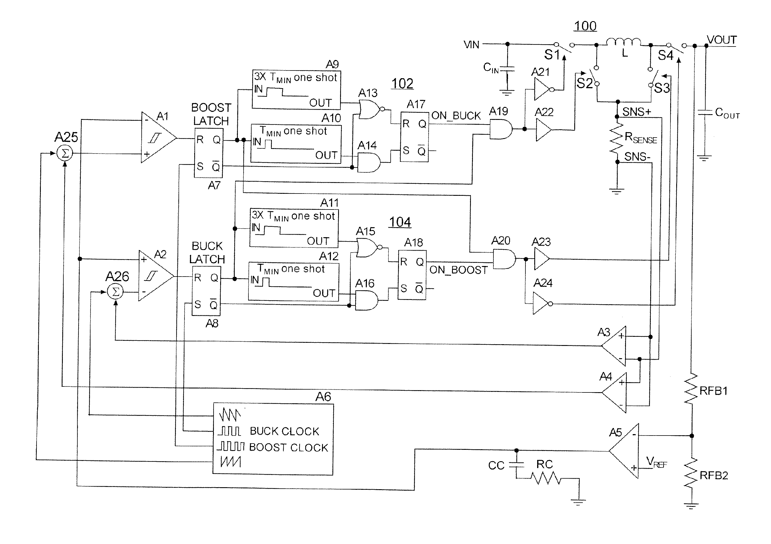 Switching scheme for step up-step down converters using fixed frequency current-mode control