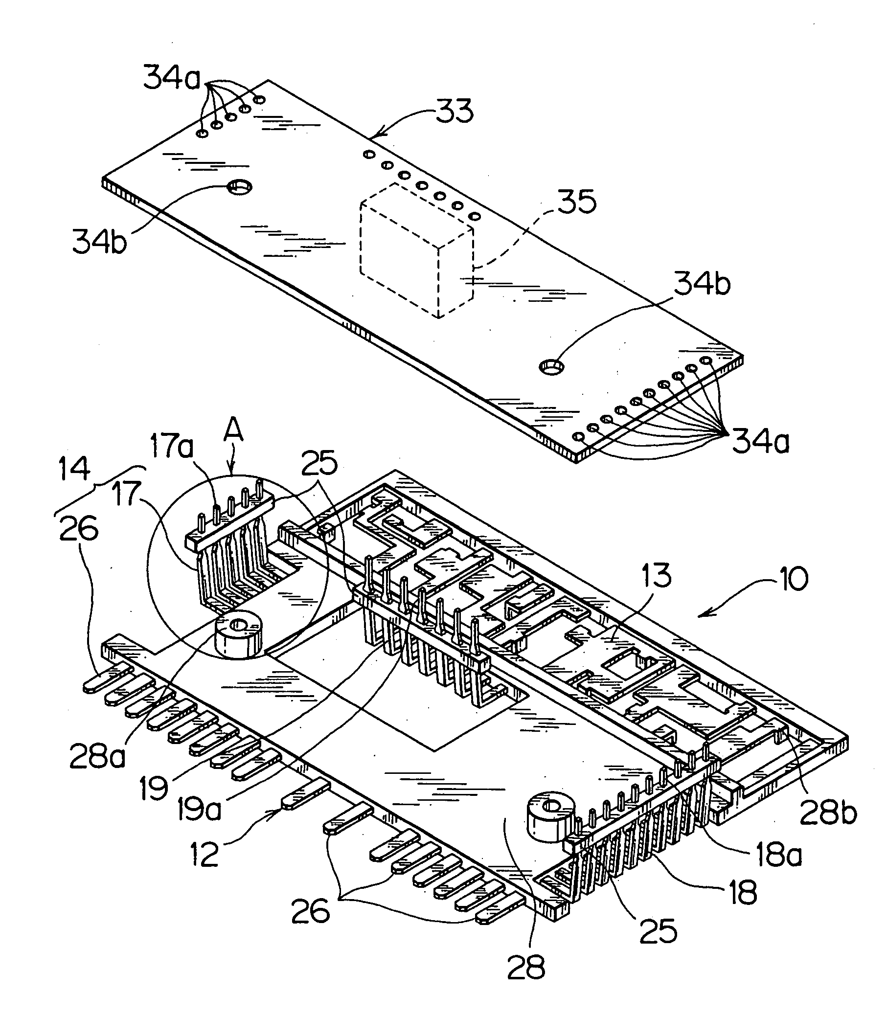 Busbar molded article, process for manufacturing the same and electronic unit